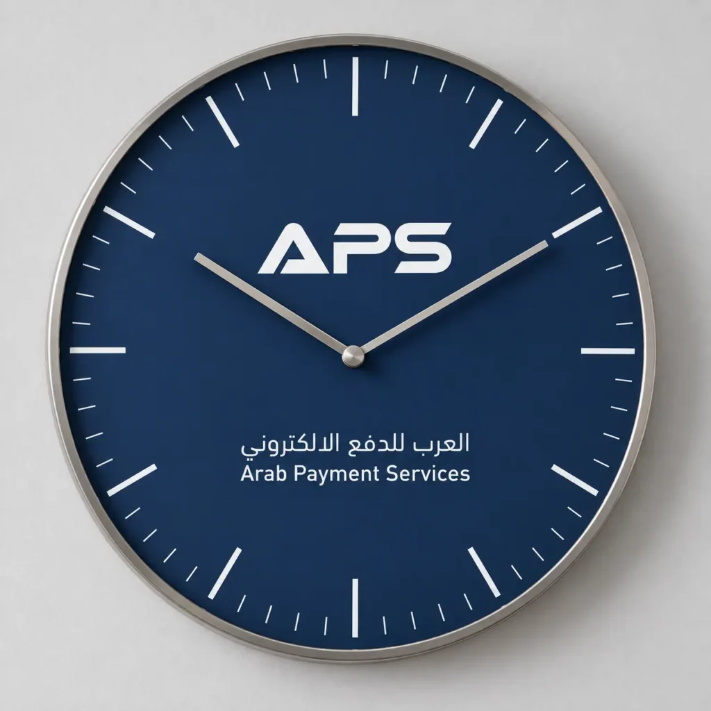 ساعة حائط كحلية بشعار APS